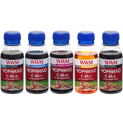 Комплект чорнил WWM Canon C45/BP, C45/B, C45/C, C45/M, C45/Y, 5x100 мл (C45SET-5)