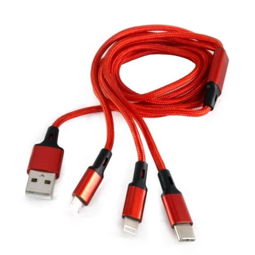 Кабель USB - Lightning + micro USB + Type-C 1 м Extradigital Red (KBU1750)
