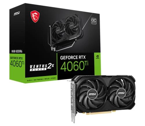 Відеокарта GeForce RTX 4060 Ti, MSI, VENTUS 2X BLACK OC, 8Gb GDDR6 (RTX 4060 Ti VENTUS 2X BLACK 8G OC)