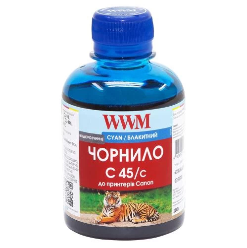 Чорнило WWM Canon CL-441/446/94, CLI-451C, Cyan, 200 мл, водорозчинне (C45/C)