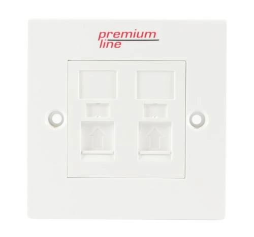 Лицьова панель Premium Line на 2 виходи RJ45, White, зі шторками (121122210)