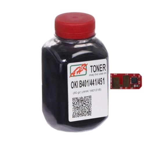 Тонер + чіп OKI B401, MB441/MB451, 80 г, AHK (1401336)