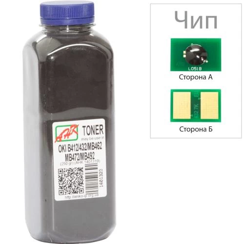 Тонер + чип OKI B412 B432 B430 B431, Black, 250 г, AHK (1401339)