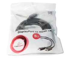 Кабель DisplayPort (M) - HDMI (M), 5 м, Black, Cablexpert (CC-DP-HDMI-5M)