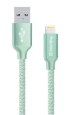 Кабель USB - Lightning 1 м ColorWay Mint, 2.1A (CW-CBUL004-MT)