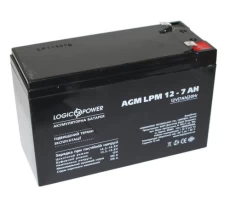 Батарея для ДБЖ 12В 7Ач LogicPower, AGM LPM12-7.0AH, ШхДхВ 150x64x94 (3862)