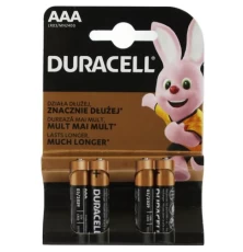 Батарейка AAA (LR03), лужна, Duracell Duralock Basic, 4 шт, 1.5V, (MN2400 4BL)