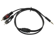 Кабель-переходник звуковой, 3.5 мм (M) - 2xRCA (M), 0.8 м, Black, Atcom (10810)