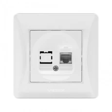 Комп'ютерна розетка Videx Binera, White, IP20, 86 x 86 мм (VF-BNSK1PC6-W)