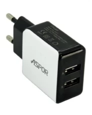 Мережевий зарядний пристрій Aspor, White, 2xUSB, 2.1A, кабель USB <-> Type C (A811)
