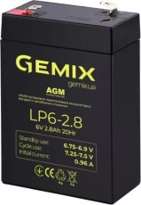 Акумуляторна батарея Gemix, 6V, 2.8 Агод, AGM, T1 (LP6-2.8)