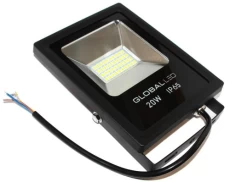 Прожектор LED, Global, 20W, 5000K, 220V, 1200Lm, Black, IP65, кабель із заземленням (1-LFL-002)