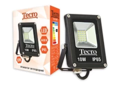 Прожектор LED, Tecro, 10W, 6400K, Black, 700Lm, 160º, IP65, кабель із заземленням (TL-FL-10B)