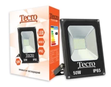 Прожектор LED, Tecro, 50W, 6400K, Black, 3500Lm, 160º, IP65, кабель із заземленням (TL-FL-50B)