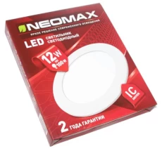 Світильник стельовий круглий Neomax LED 12W, 6000K (яскраве світло), 220V, IP20, 950Lm, білий, NX212C