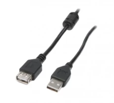 Кабель USB 2.0 AM - USB AF, 1 м, Black, Maxxter, феритовий фільтр (UF-AMAF-1M)
