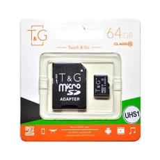 Карта памяти microSDXC, 64Gb, T&G, SD адаптер (TG-64GBSDCL10-01)