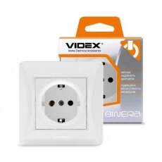 Розетка одинарна Videx Binera, White, із заземленням, 16A (VF-BNSK1G-W)
