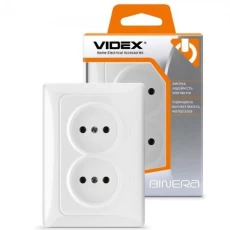 Розетка двойная Videx Binera, White, без заземления, 16A (VF-BNSK2-W)