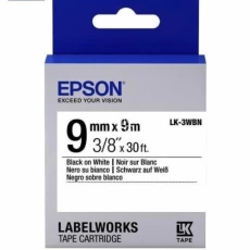 Картридж Epson LK3WBN, Black White, 9 мм 9 м, стандартна стрічка (C53S653003)
