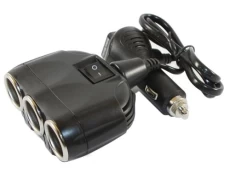 Автомобільний розгалужувач Olesson на 3 гнізда + 2 х USB + вольтметр, з кабелем (1634)