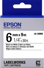 Картридж Epson LK2WBN, Black White, 6 мм 9 м, стандартна стрічка (C53S652003)
