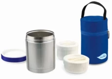 Термос для еды Nuvita из нержавеющей стали, термосумка, 2 контейнера, 1000 ml, Grey (NV1478Pro)