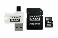 Карта памяти microSDHC, 16Gb, Goodram M1A4, SD адаптер + OTG картридер (M1A4-0160R12)