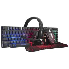 Комплект Marvo CM370 Black USB, LED підсвічування, клавіатура+миша+навушники+килимок