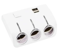 Автомобільний розгалужувач Weifeng на 3 гнізда + 2 х USB, White