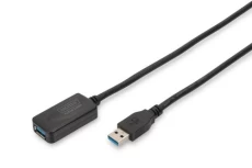 Кабель-подовжувач USB3.0 5 м Digitus Black, AM/AF, активний (DA-73104)
