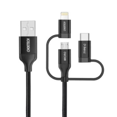 Кабель USB - Lightning + micro USB + Type-C 1.2 м Choetech IP0030-BK