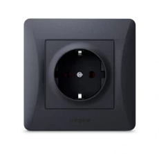 Розетка одинарна Videx Binera, Black, із заземленням, 16A (VF-BNSK1G-BG)