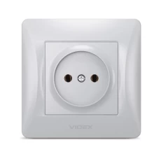 Розетка одинарна Videx Binera, Silver, без заземлення, 16A (VF-BNSK1-SS)