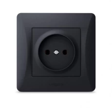 Розетка одинарна Videx Binera, Black, без заземлення, 16A (VF-BNSK1-BG)