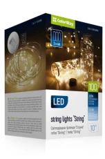 Гірлянда світлодіодна ColorWay "Струна", 100 LED, White, 10 м, 3xAAA (CW-G-100L10NB)