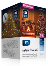Гірлянда світлодіодна ColorWay "Каскад", 126 LED, різнокольорова, 9x1.5 м, USB (CW-G-126L91CUMC)