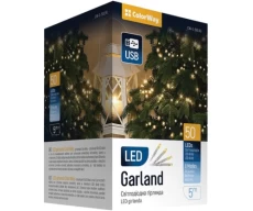 Гірлянда світлодіодна ColorWay, 50 LED, White, 5 м, USB (CW-G-50L5U)