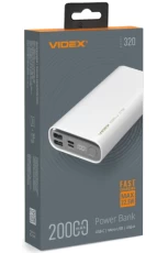 Универсальная мобильная батарея 20000 mAh, Videx VPB-320, White, 22.5 Вт (VPB-320-W)