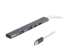 Хаб USB Maxxter HU3C-4P1PD-01, Grey