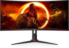 Монитор изогнутый 34" AOC CU34G2XP/BK, Black/Red