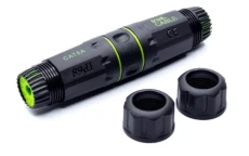 Розетка соединительная для RJ45 (мама <-> мама), Black, Kingda, Cat. 6A, IP68 (KD-CP3010SHC6A)