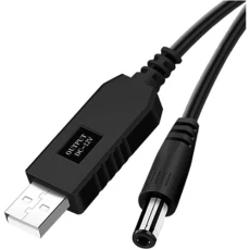 Кабель живлення USB 5V - DC 12V (5.5x2.1 мм), Black, 1 м, OLAF (OLAFUSBDC12V)