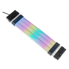 Переходник питания 24-pin MB (M) - 24-pin MB (F), 50 см, Qube, RGB подсветка, Black
