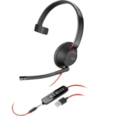Навушники Poly Blackwire 5210 Mono, Black/Red (80R98AA)