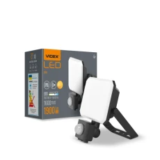 Прожектор LED, Videx F3, Black, 20 Вт, 1900 Лм, с датчиком движения (VLE-F3-0205B-S)