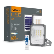 Прожектор LED, Videx, Grey, 16 Вт, 600 Лм, солнечная панель (VLE-FSO-205-S)