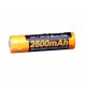 Аккумулятор 18650, 2600 mAh, Fenix,1 шт, Li-ion, 3.6V, micro USB, Yellow (ARB-L18-2600U)