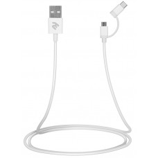 Кабель USB - micro USB + Type-C 1 м White, 2E, 2.4A (2E-CCMTAB-WT)