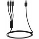 Кабель USB - Lightning + micro USB + Type-C 1.2 м 2E Black, 2.4A (2E-CCMTLAB-BL)